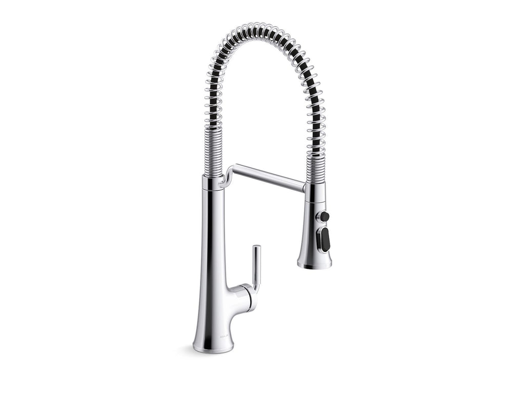 KOHLER K-23765-BMB Tone Semi-Professional Pull-Down Kitchen Sink Faucet With Three-Function Sprayhead - Matte Black With Brushed Moderne Brass