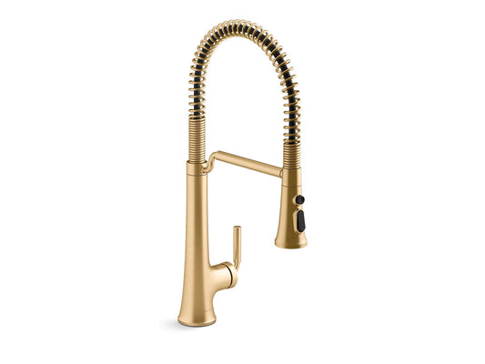 KOHLER K-23765-2MB Tone Semi-Professional Pull-Down Kitchen Sink Faucet With Three-Function Sprayhead In Vibrant Brushed Moderne Brass