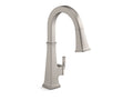 KOHLER K-23832-WB-VS Riff Touchless Pull-Down Kitchen Sink Faucet With Kohler Konnect And Three-Function Sprayhead In Vibrant Stainless