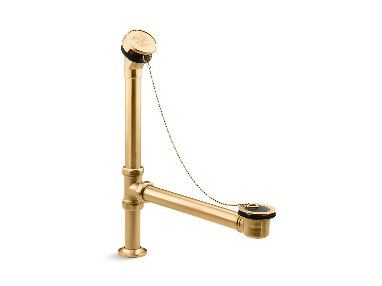 KOHLER K-106-2MB Antique Bath Drain, Chain And Rubber Stopper In Vibrant Brushed Moderne Brass