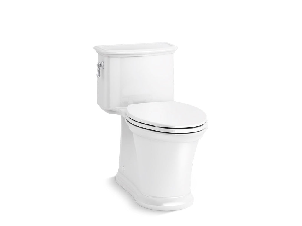 KOHLER K-22695-0 Harken One-Piece Compact Elongated Toilet With Skirted Trapway, 1.28 Gpf - White