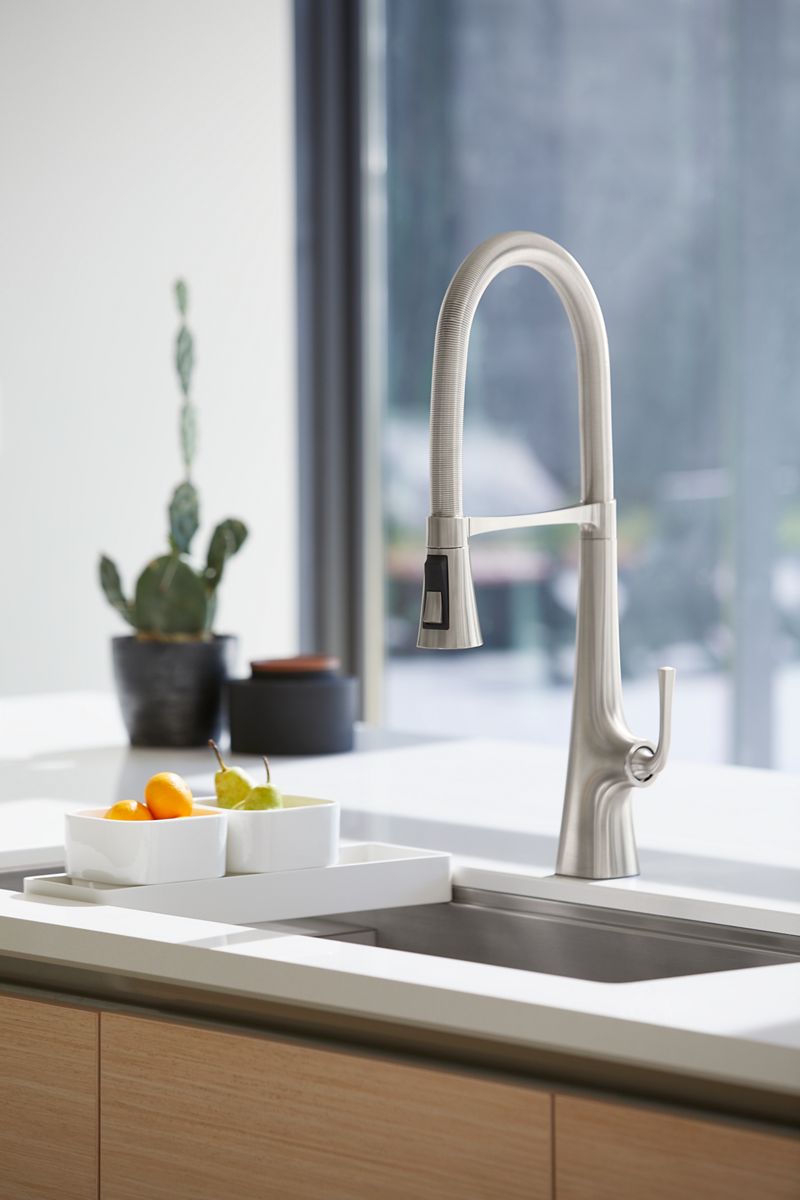 KOHLER K-22060-BL Graze Semi-Professional Kitchen Sink Faucet With Three-Function Sprayhead - Matte Black