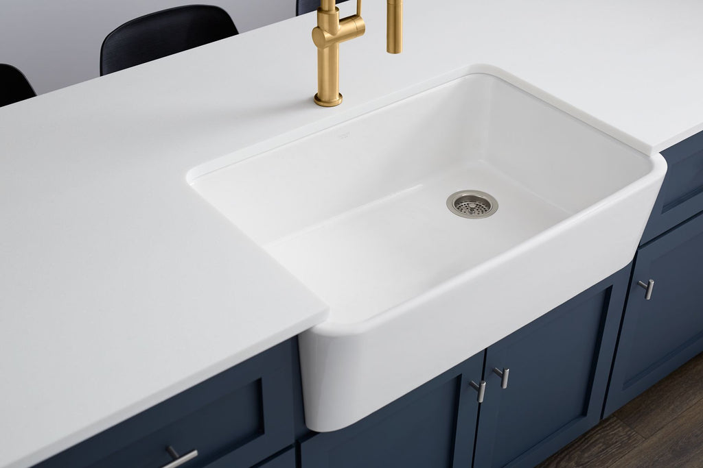 KOHLER K-24268-7 Ironridge 34" Undermount Single-Bowl Farmhouse Kitchen Sink - Black Black