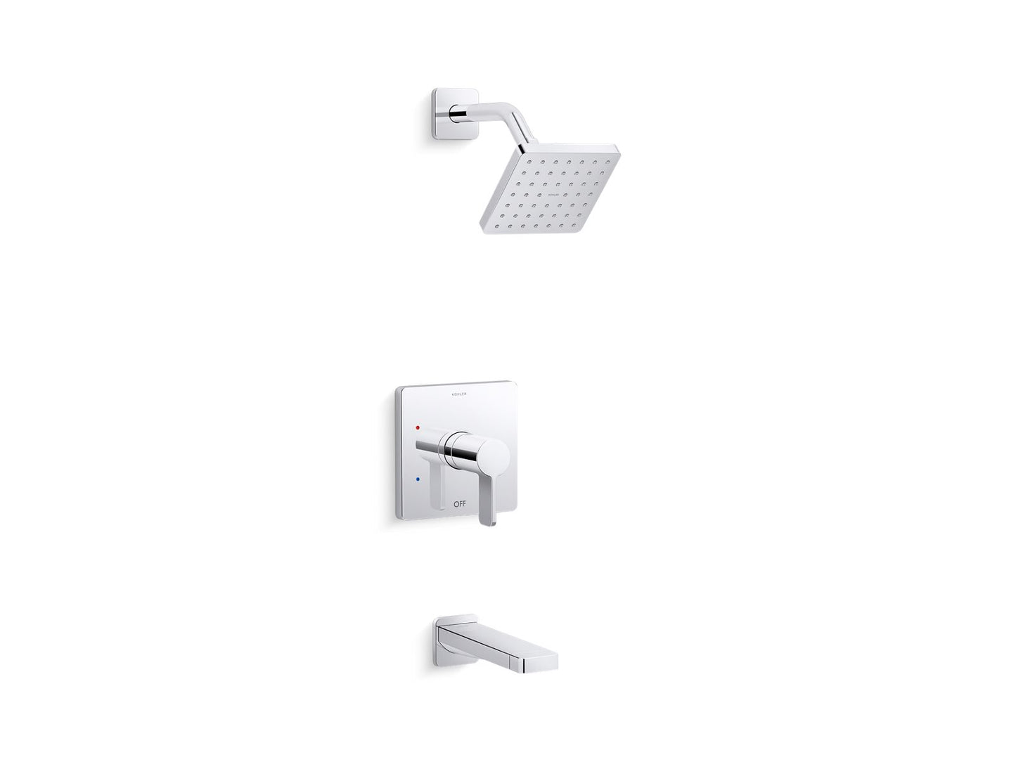 KOHLER K-TS23502-4G-CP Parallel Rite-Temp Bath And Shower Trim Kit, 1.75 Gpm In Polished Chrome