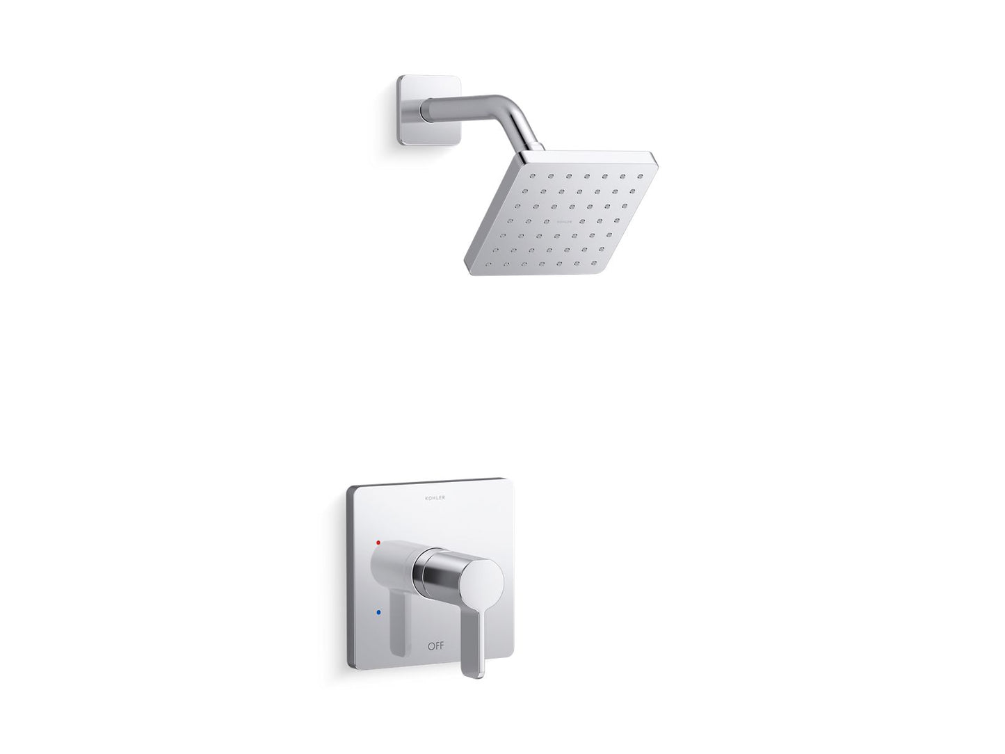 KOHLER K-TS23503-4-CP Parallel Rite-Temp Shower Trim Kit With Lever Handle, 2.5 Gpm In Polished Chrome