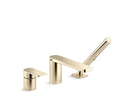 KOHLER K-23488-4-AF Parallel Deck-Mount Bath Faucet With Handshower In Vibrant French Gold