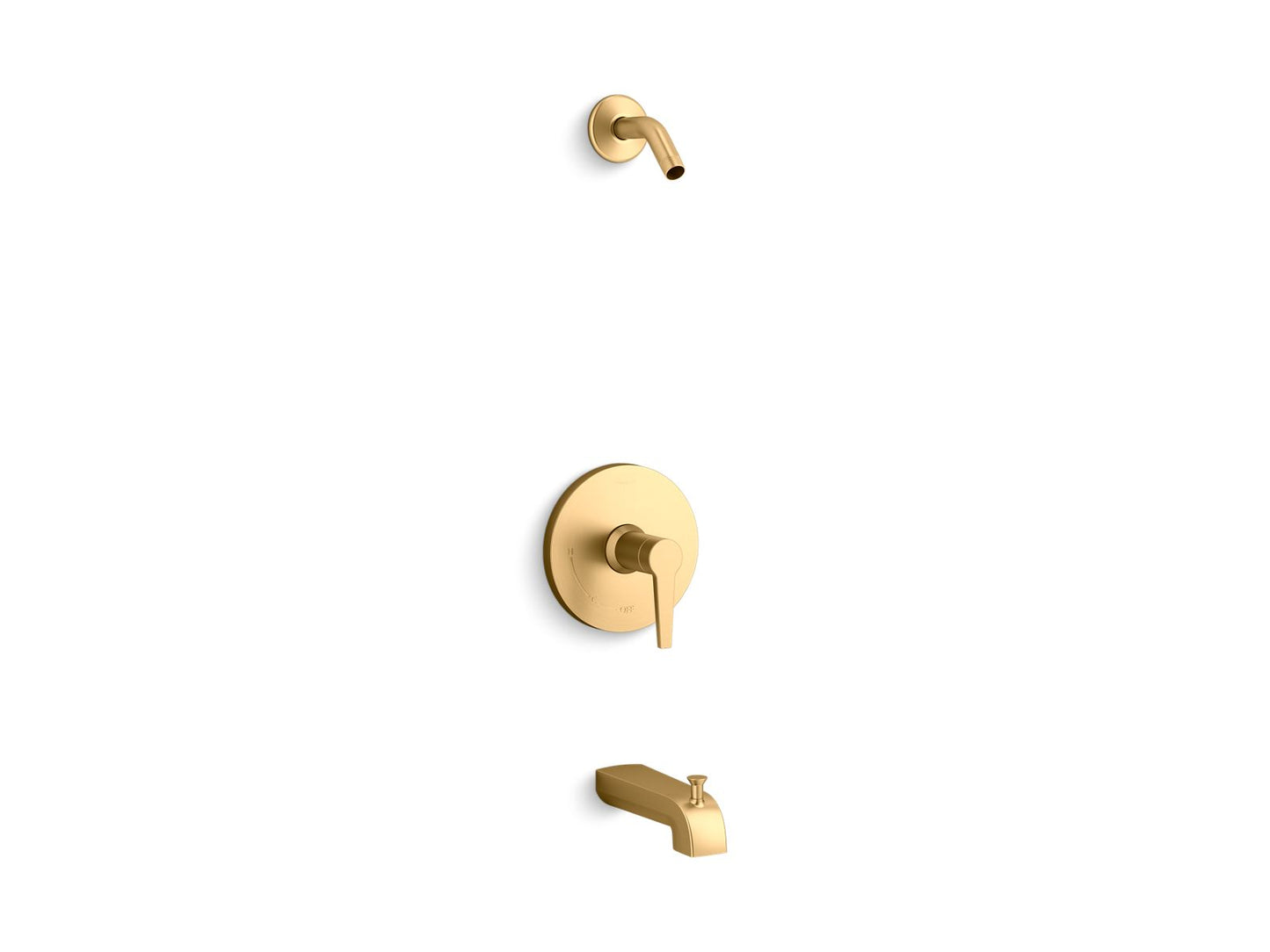 KOHLER K-TLS97074-4-2MB Pitch Rite-Temp Bath And Shower Trim Kit, Without Showerhead In Vibrant Brushed Moderne Brass