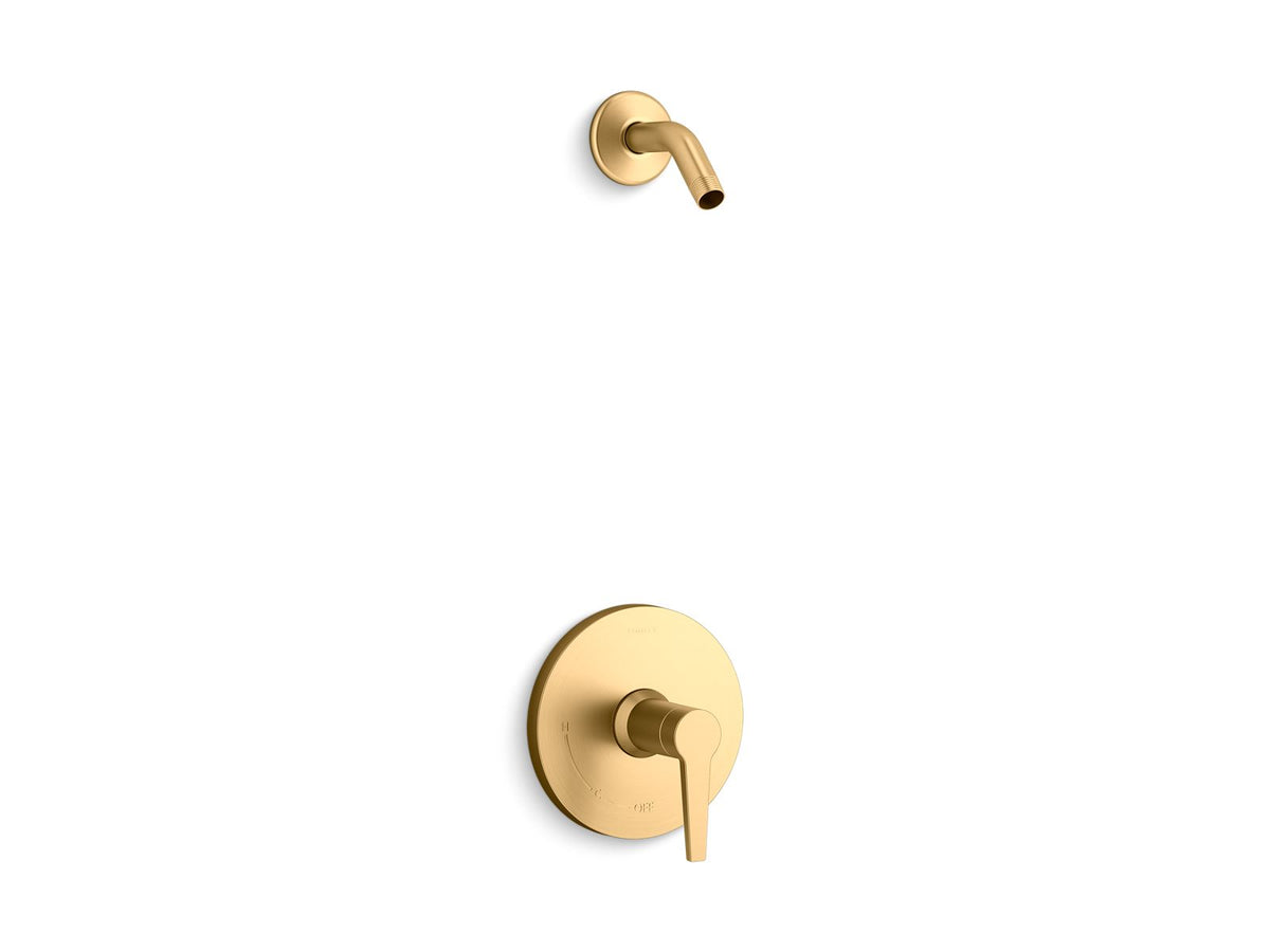 KOHLER K-TLS97077-4-2MB Pitch Rite-Temp Shower Trim Kit, Without Showerhead - Vibrant Brushed Moderne Brass