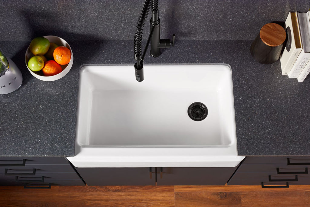 KOHLER K-24564-FF Riverby 35-3/4" Undermount Single-Bowl Farmhouse Workstation Kitchen Sink - Sea Salt