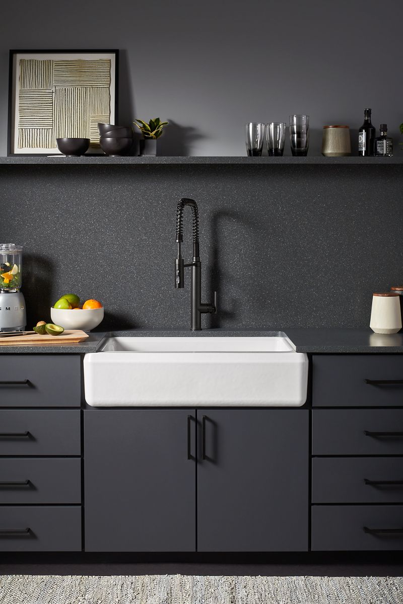 KOHLER K-24564-FF Riverby 35-3/4" Undermount Single-Bowl Farmhouse Workstation Kitchen Sink - Sea Salt