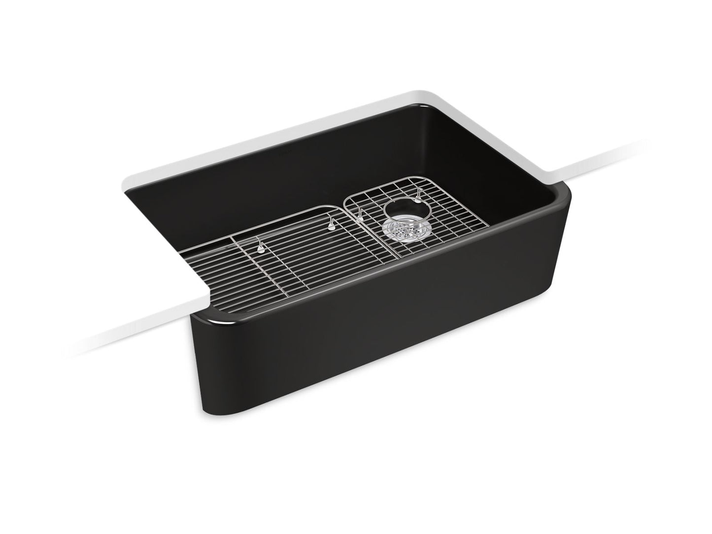 KOHLER K-24268-7 Ironridge 34" Undermount Single-Bowl Farmhouse Kitchen Sink In Black Black