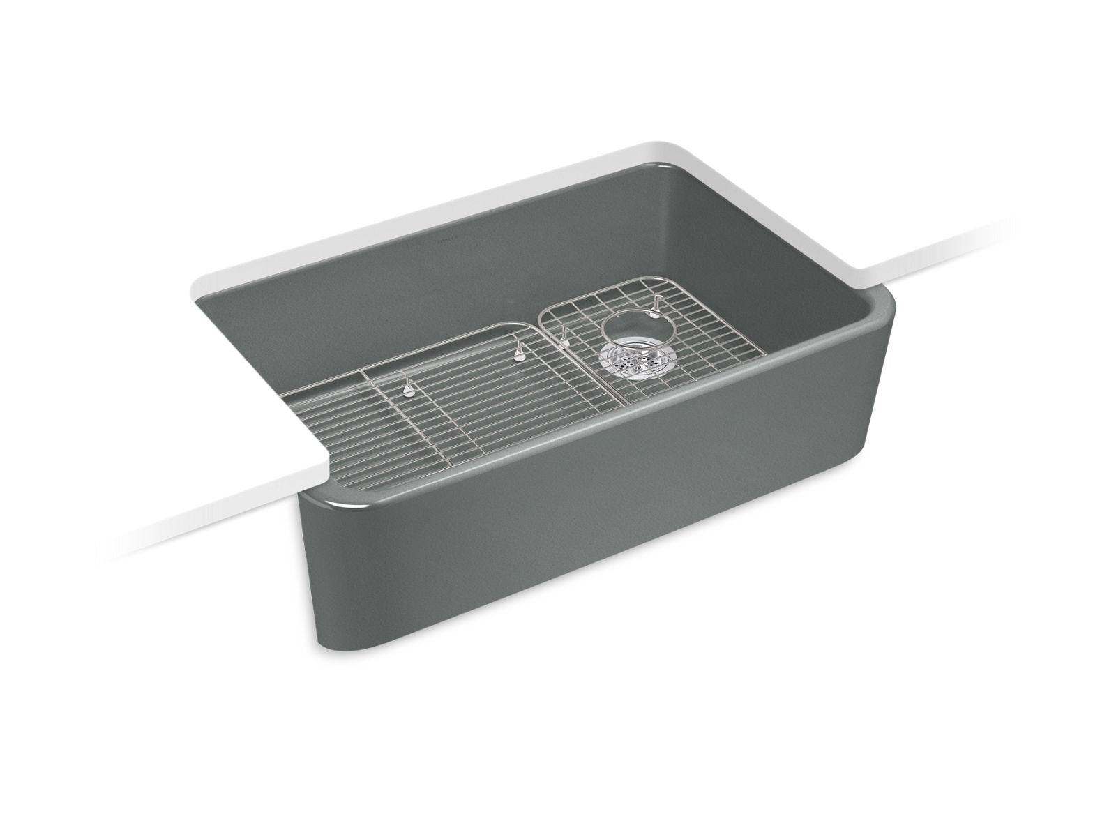 KOHLER K-24268-FT Ironridge 34" Undermount Single-Bowl Farmhouse Kitchen Sink In Basalt