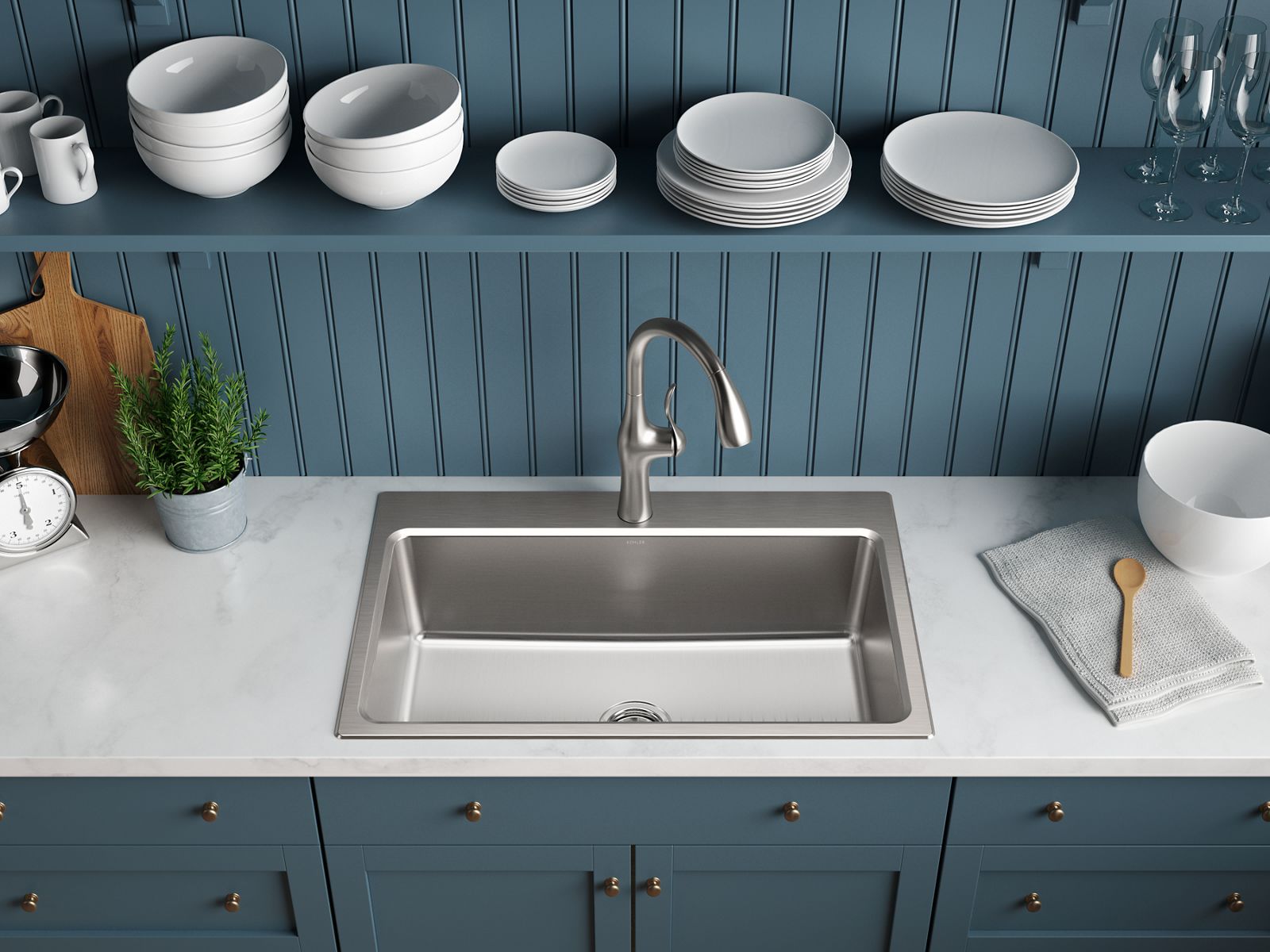 KOHLER K-31466-1-NA Prologue 33" Top-/Undermount Single-Bowl Kitchen Sink - Stainless Steel