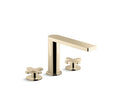 KOHLER K-73081-3-AF Composed Deck-Mount Bath Faucet With Cross Handles In Vibrant French Gold