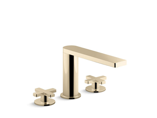 KOHLER K-73081-3-AF Composed Deck-Mount Bath Faucet With Cross Handles In Vibrant French Gold