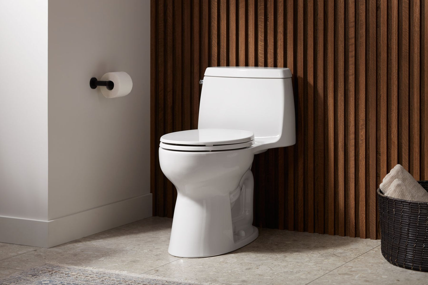 KOHLER K-30810-RA-0 Santa Rosa One-Piece Compact Elongated Toilet, 1.28 Gpf In White