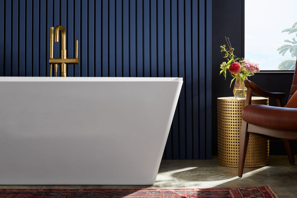 KOHLER K-T97328-4-BL Purist Floor-Mount Bath Filler Trim With Handshower - Matte Black