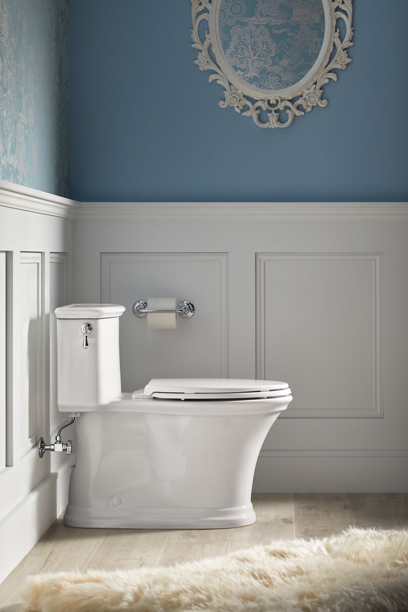 KOHLER K-22695-0 Harken One-Piece Compact Elongated Toilet With Skirted Trapway, 1.28 Gpf - White