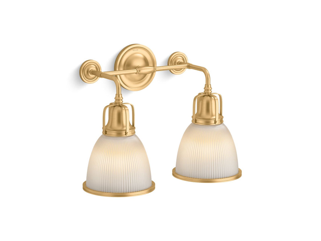 KOHLER K-32282-SC02-2GL Hauksbee Two-Light Bell Sconce In Brushed Moderne Brass