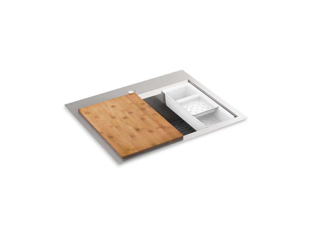 KOHLER K-80086-1PC-NA Task 27" Top-/Undermount Single-Bowl Workstation Kitchen Sink - Stainless Steel