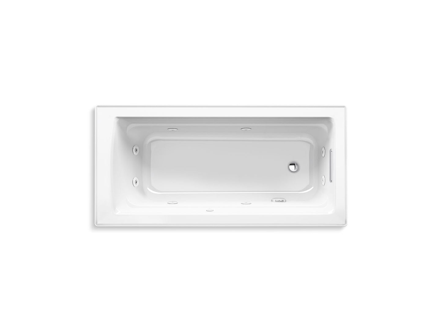 KOHLER K-1949-H-0 Archer 66" X 32" Drop-In Heated Whirlpool Bath In White