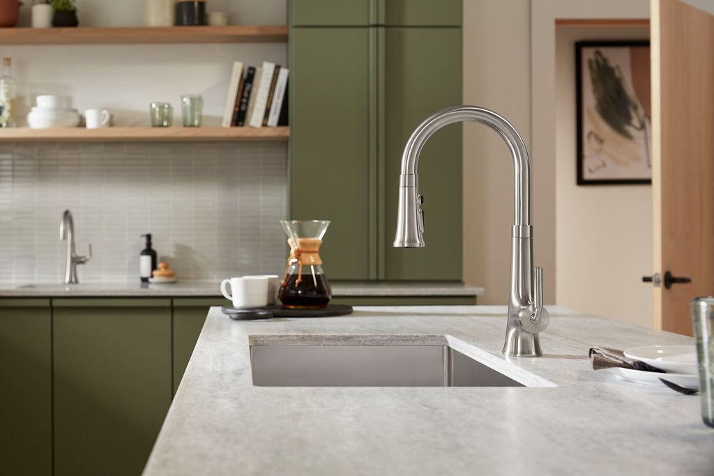 KOHLER K-23764-BL Tone Pull-Down Kitchen Sink Faucet With Three-Function Sprayhead - Matte Black