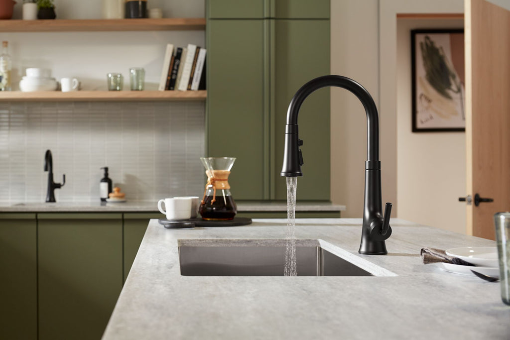 KOHLER K-23764-BL Tone Pull-Down Kitchen Sink Faucet With Three-Function Sprayhead - Matte Black