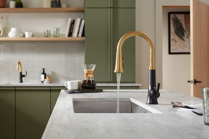 KOHLER K-23764-CP Tone Pull-down kitchen sink faucet with three-function sprayhead - Polished Chrome