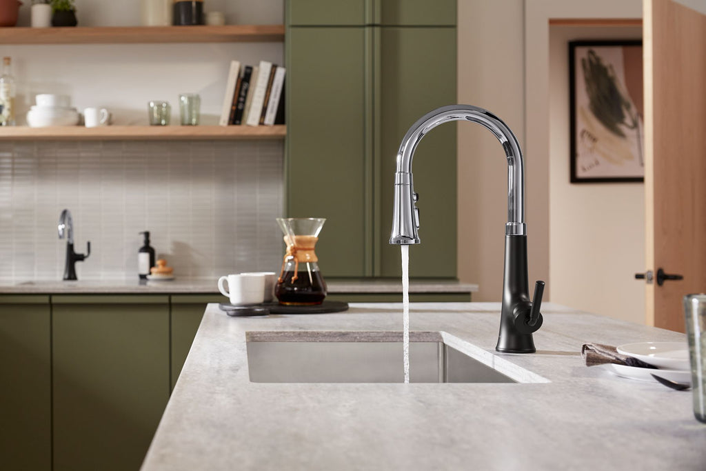 KOHLER K-23764-BL Tone Pull-Down Kitchen Sink Faucet With Three-Function Sprayhead - Matte Black