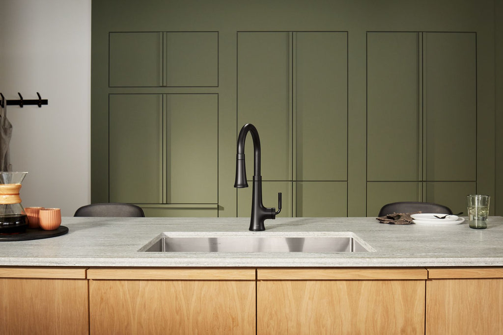 KOHLER K-23764-BL Tone Pull-Down Kitchen Sink Faucet With Three-Function Sprayhead - Matte Black
