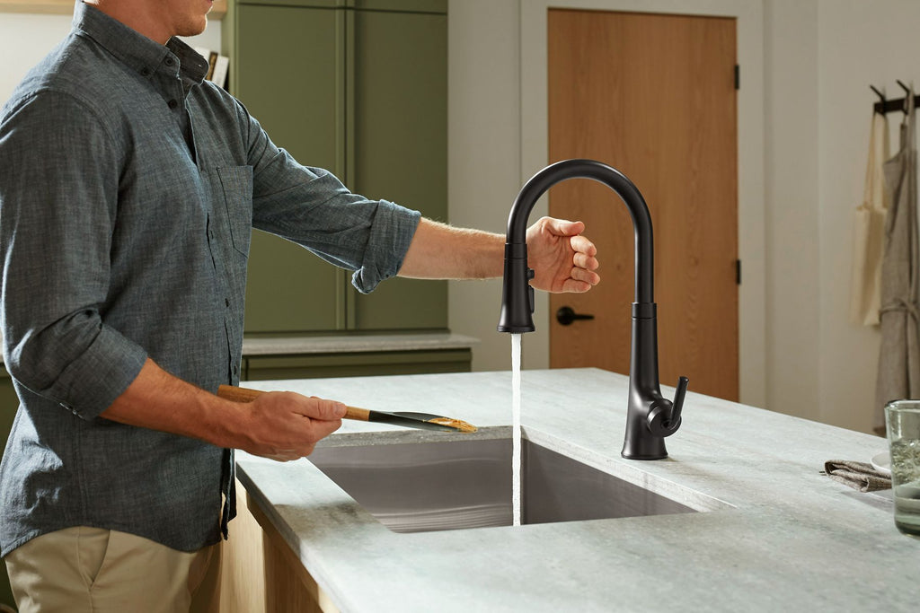 KOHLER K-23766-VS Tone Touchless Pull-Down Kitchen Sink Faucet With Three-Function Sprayhead - Vibrant Stainless