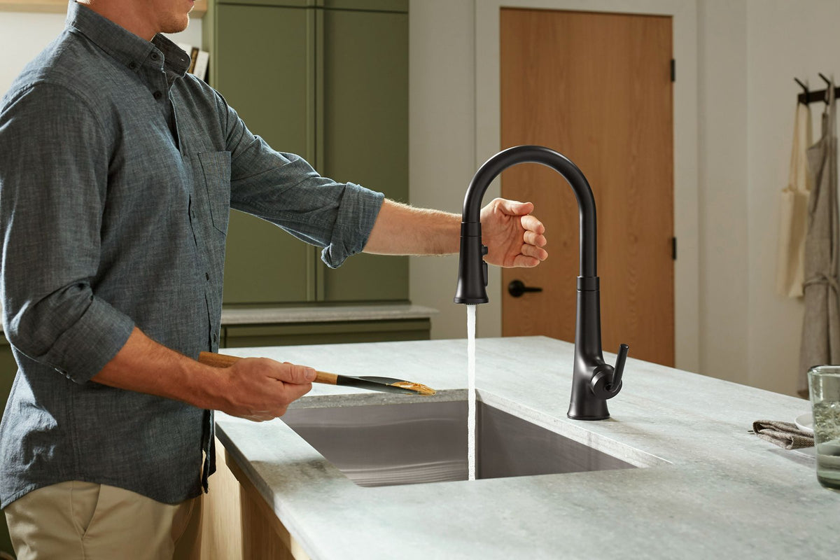 KOHLER K-23766-VS Tone Touchless Pull-Down Kitchen Sink Faucet With Three-Function Sprayhead - Vibrant Stainless