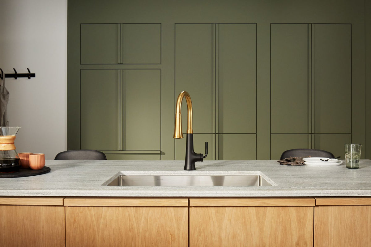 KOHLER K-23764-BL Tone Pull-Down Kitchen Sink Faucet With Three-Function Sprayhead - Matte Black