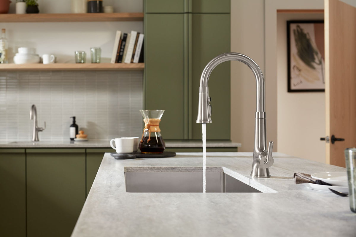 KOHLER K-23764-BL Tone Pull-Down Kitchen Sink Faucet With Three-Function Sprayhead - Matte Black