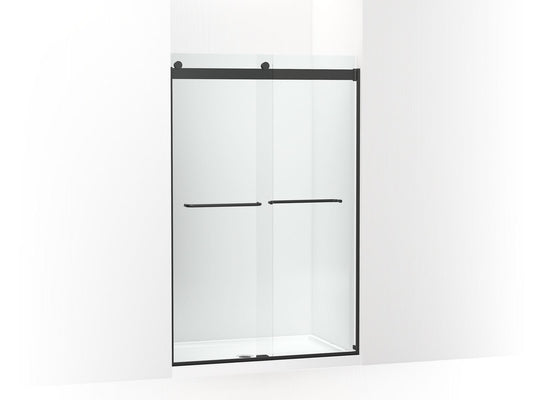 KOHLER K-706014-L-BL Levity Sliding Shower Door, 74" H X 44-5/8 - 47-5/8" W, With 1/4" Thick Crystal Clear Glass In Matte Black