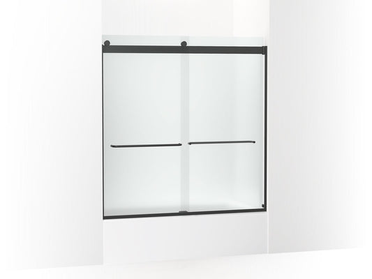 KOHLER K-706004-D3-BL Levity Sliding Bath Door, 62" H X 56-5/8 - 59-5/8" W, With 1/4" Thick Frosted Glass In Matte Black