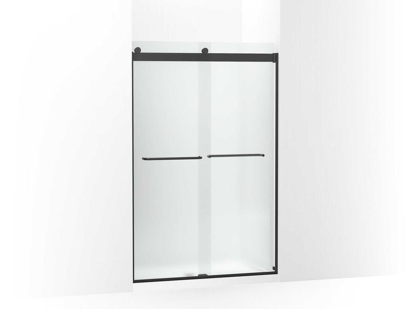 KOHLER K-706014-D3-BL Levity Sliding Shower Door, 74" H X 44-5/8 - 47-5/8" W, With 1/4" Thick Frosted Glass In Matte Black