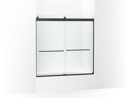 KOHLER K-706006-L-BL Levity Sliding Bath Door, 59-3/4" H X 56-5/8 - 59-5/8" W, With 1/4" Thick Crystal Clear Glass In Matte Black