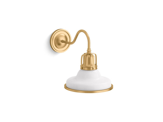 KOHLER K-32285-SC01-WGL Hauksbee One-Light Sconce In White with Gold Trim