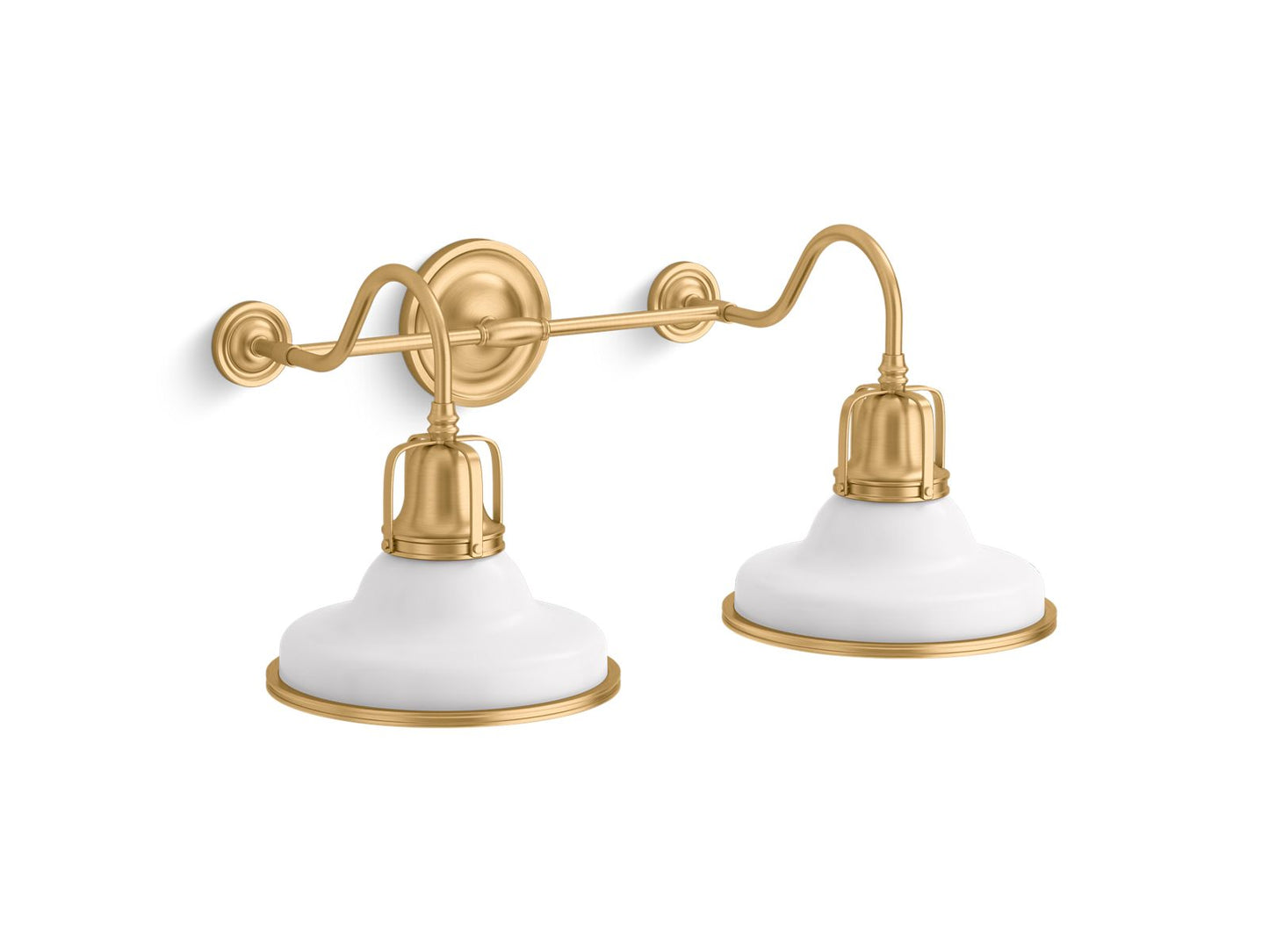 KOHLER K-32286-SC02-WGL Hauksbee Two-Light Sconce In White with Gold Trim