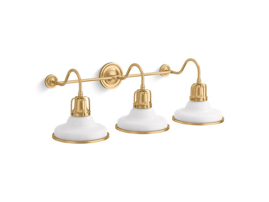 KOHLER K-32287-SC03-WGL Hauksbee Three-Light Sconce In White with Gold Trim