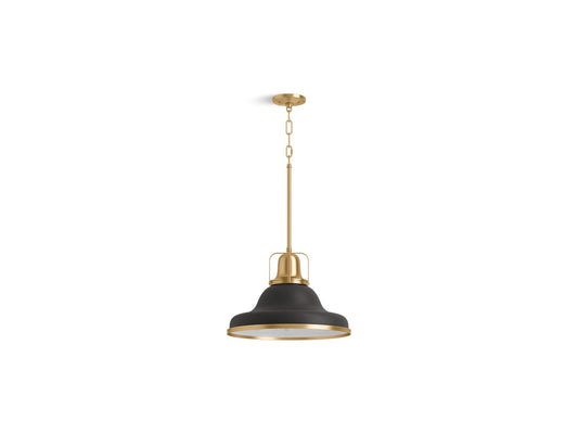 KOHLER K-32290-PE03-BML Hauksbee 18" Pendant In Black with Brass Trim