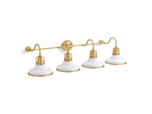 KOHLER K-32288-SC04-WGL Hauksbee Four-Light Sconce In White with Gold Trim