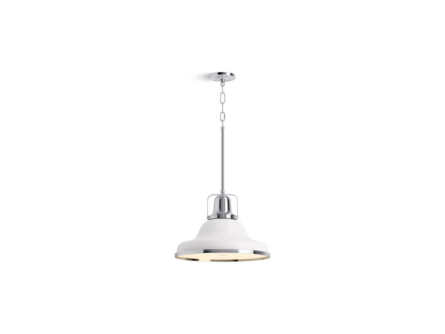 KOHLER K-32290-PE03-WCL Hauksbee 18" Pendant In White with Chrome Trim