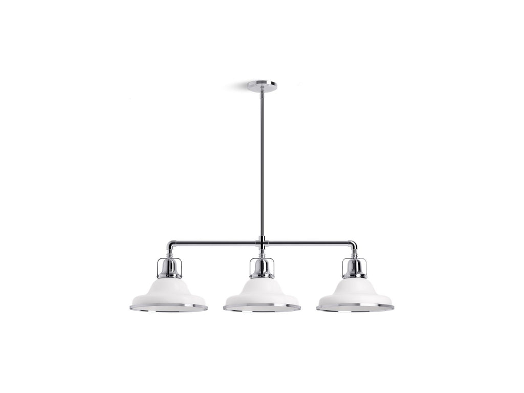 KOHLER K-32292-CH03-WCL Hauksbee 42" Linear Chandelier In White with Chrome Trim