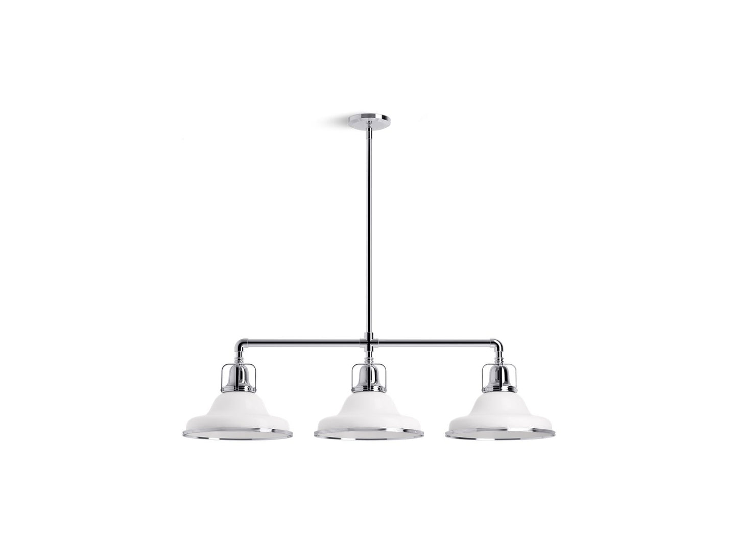 KOHLER K-32292-CH03-WCL Hauksbee 42" Linear Chandelier In White with Chrome Trim