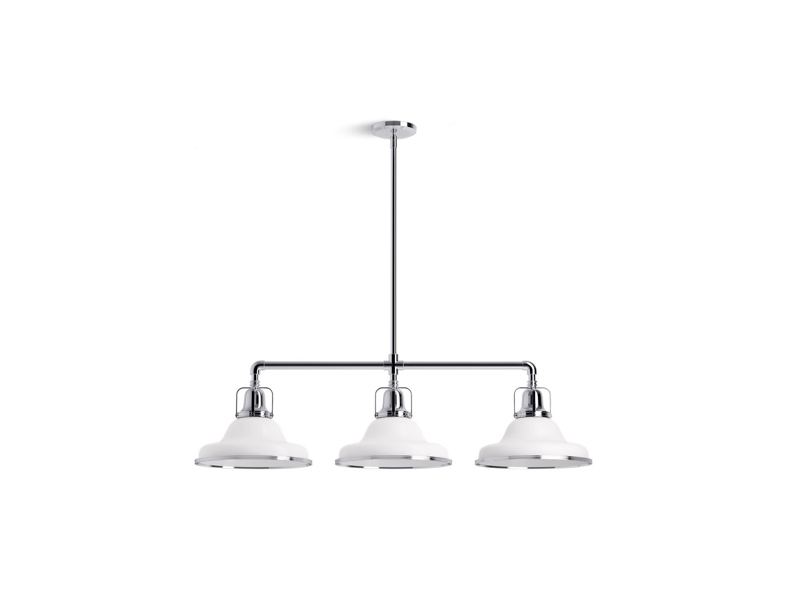 KOHLER K-32292-CH03-WCL Hauksbee 42" Linear Chandelier In White with Chrome Trim