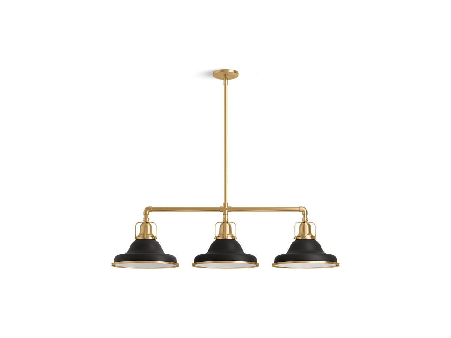 KOHLER K-32292-CH03-BML Hauksbee 42" Linear Chandelier In Black with Brass Trim