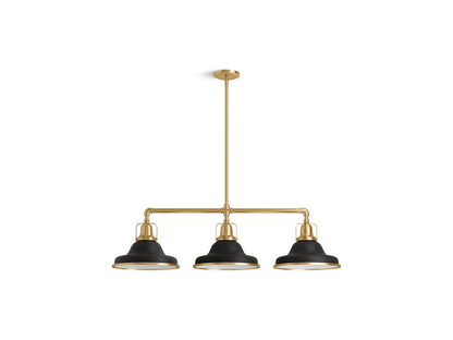 KOHLER K-32292-CH03-BML Hauksbee 42" Linear Chandelier In Black with Brass Trim