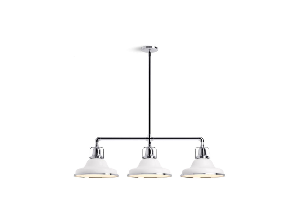 KOHLER K-32292-CH03-WCL Hauksbee 42" Linear Chandelier In White with Chrome Trim